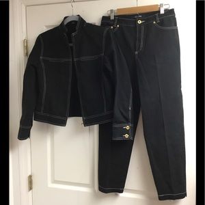 Bella Colori black denim jacket and pants set